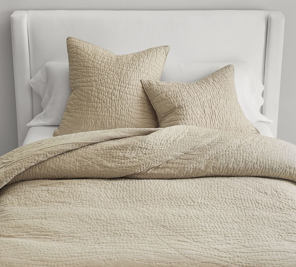 Belgian Flax Linen Handcrafted Quilt - Flax, Full/Queen