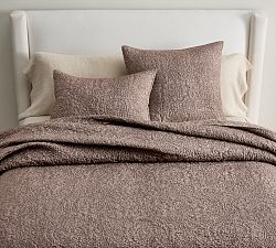 Open Box: Belgian Flax Linen Floral Stitch Quilt, King/Cal. King  - Coffee