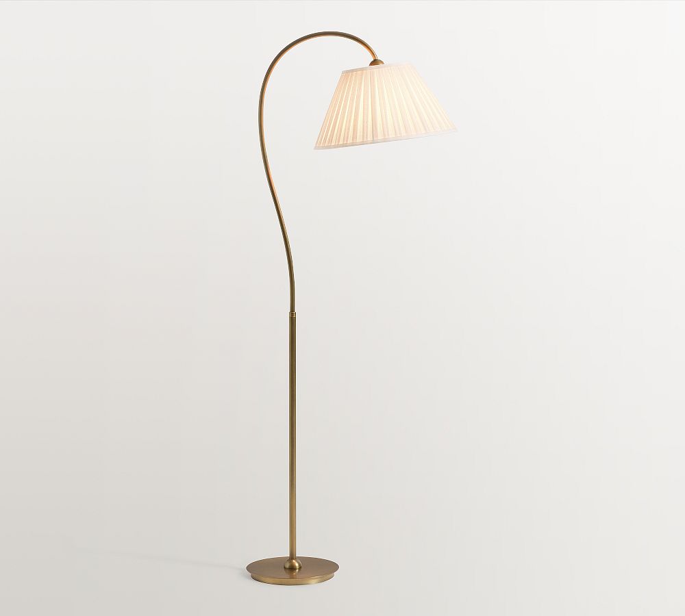 Baylor Pleated Shade Task Floor Lamp (64") - Tumbled Brass