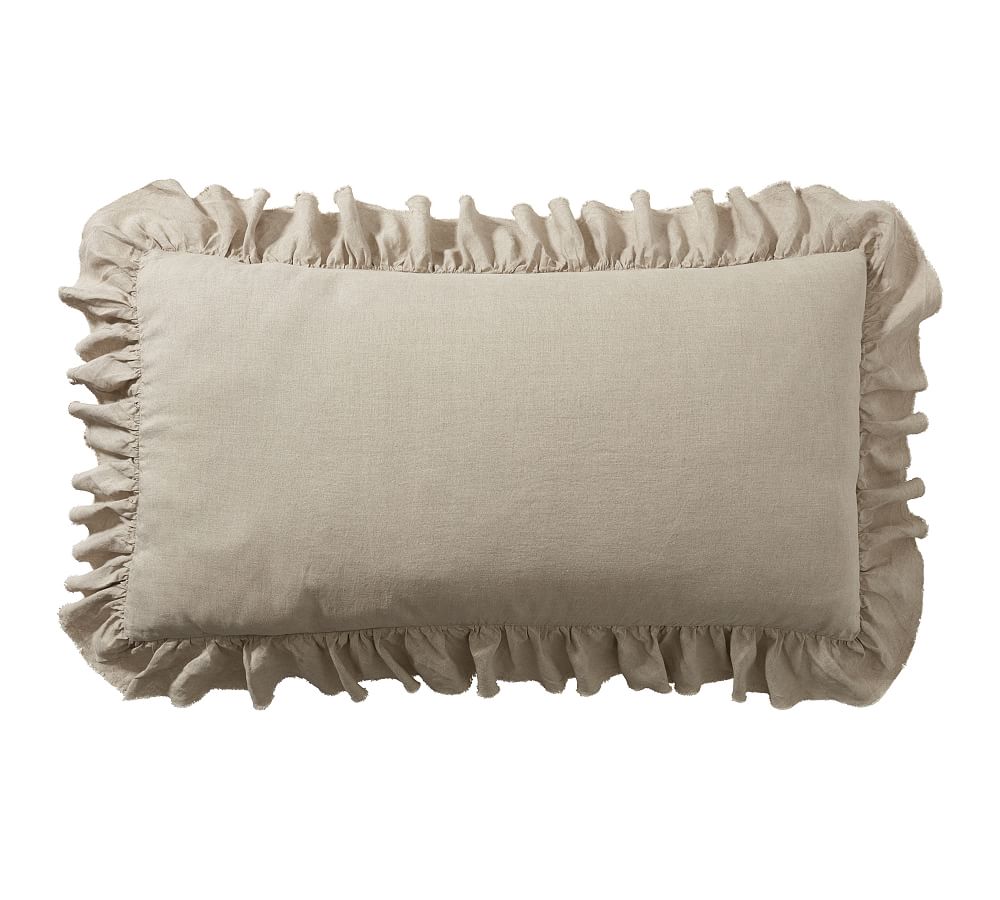 Belgian Flax Linen Fringe Ruffle Sham (Dark Flax)