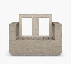Open Box: Indio Eucalyptus Modern Platform Swivel Outdoor Lounge Chair Frame, Individual - Weathered Gray