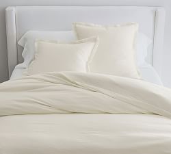 Open Box: Belgian Flax Linen Double Flange Duvet Cover, Full/Queen - Classic Ivory