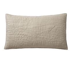 Open Box: Belgian Flax Linen Handcrafted Quilted Sham, King, Set of 2 - Dark Flax