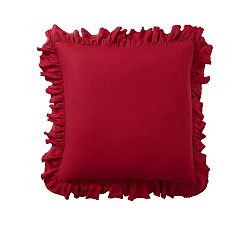 Open Box: Belgian Flax Linen Fringe Ruffle Sham, Euro, Set of 2- Red Berry
