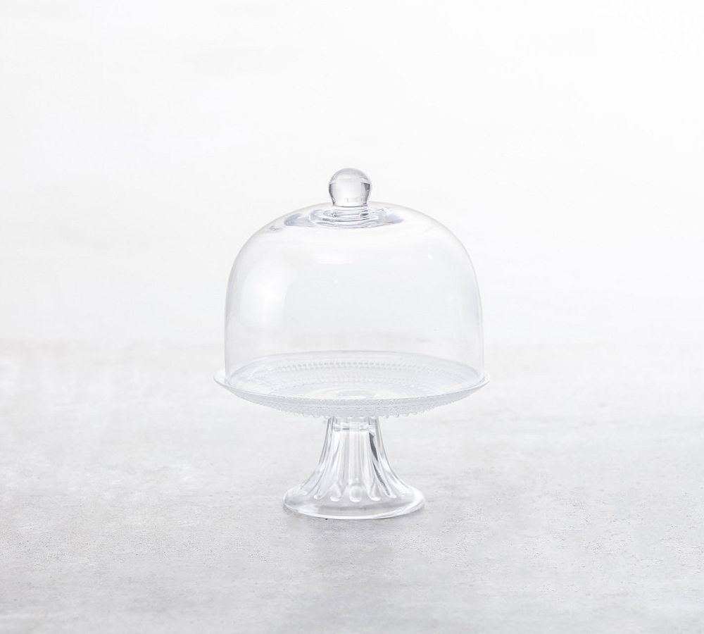 Jupiter Beaded Glass Cake Stand - Tall - Clear