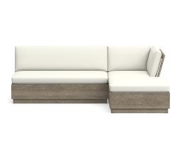 Indio Modern Sectional 4pc Cushion- 1 Armless Loveseat/1 Armless Chair/1 Corner/1 Ottoman, High Performance Canvas; White