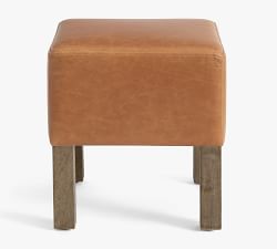 Arden Leather Stool with Wood Legs