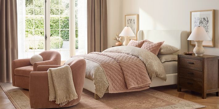 Arlo Upholstered Shelter Bed - Elegant Bed Design | Pottery Barn