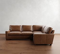 Turner Square Arm Leather 3-Piece Sectional (106"&ndash;111")