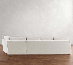 Pearce Square Arm Slipcovered Cuddle Chaise Sectional (135"-165")