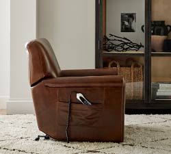 Irving Roll Arm Leather Power Lift Recliner