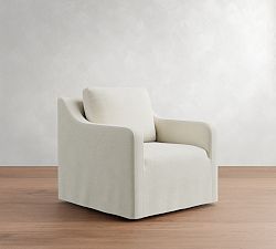 Maxine Slipcovered Swivel Chair