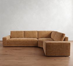 Rutherford Leather 3-Piece Wedge Sectional (137")