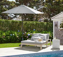 Indio Eucalyptus Outdoor Double Chaise Lounge with Wheels