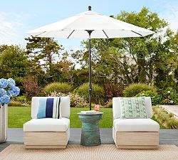 Indio Eucalyptus Modern Platform Armless Outdoor Lounge Chair