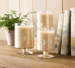 Stamped Glass Pedestal Candle - Mediterranean Citrus