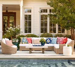 Pomona Concrete &amp; Acacia Rectangular Outdoor Coffee Table (50")