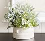 Faux Composed Evergreen Succulent Arrangement In Ceramic Planter