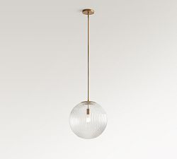 Cooper Ribbed Glass Globe Pendant (16")