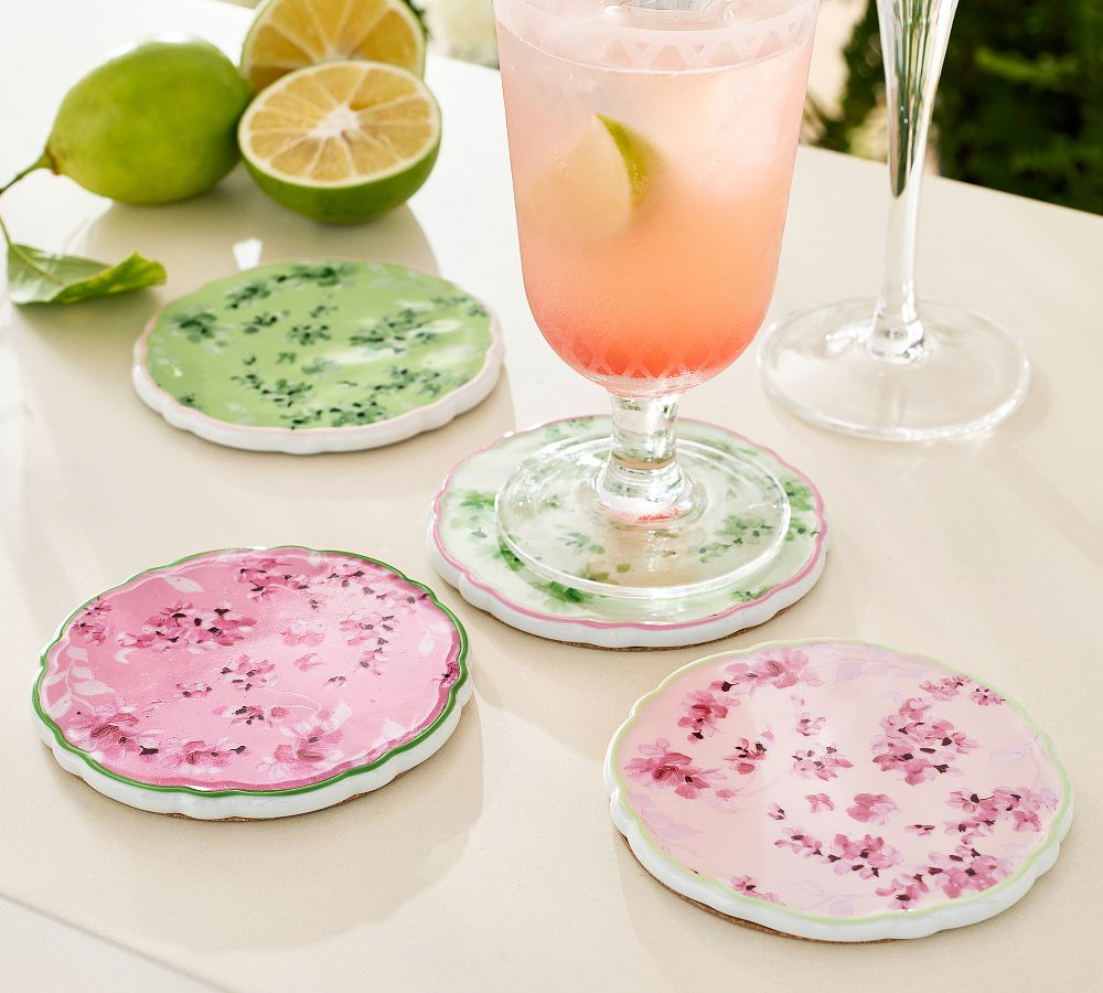 Monique Lhuillier Garden Trellis Coasters - Mixed Set of 4
