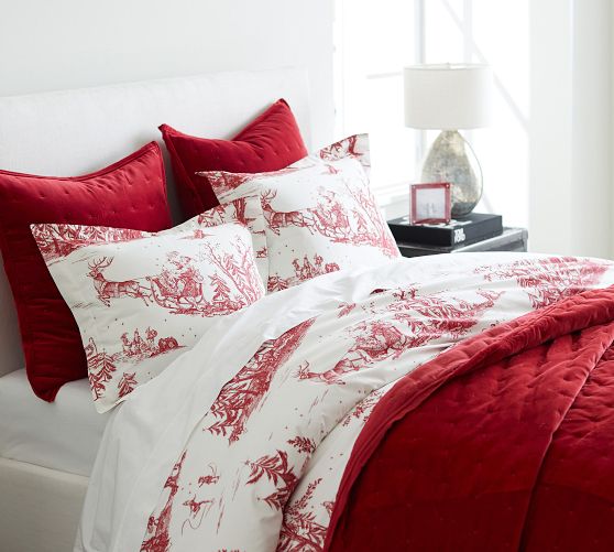 Santa Toile Organic Cotton Duvet Cover - Thumbnail 5