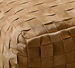 Open Box: Suede Basketweave Pouf