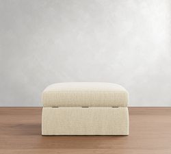 Carmel Slim Arm Slipcovered Sectional Storage Ottoman