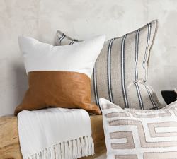 Aleta Leather &amp; Linen Pillow Cover
