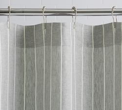 Belgian Flax Linen Striped Shower Curtain
