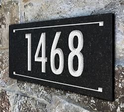 Black Granite Rectangle Futura Engraved Address Sign