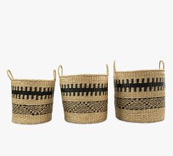Seagrass Zig Zag Woven Baskets - Set of 3