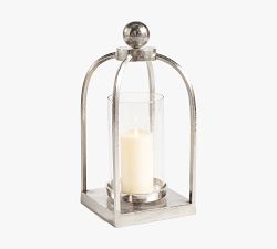 Loraine Silver Metal Hurricane Candle Holder