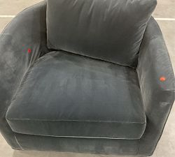 Open Box: Remmy Swivel Chair (39"), Individual - Faux Mohair Velvet Midnight