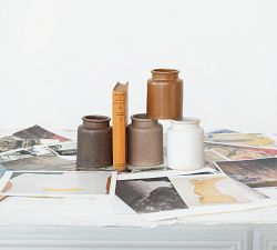 Earthen Hues Reactive Glaze Stoneware Vases, Set of 4