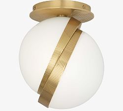 Open Box: Deane Glass Globe Flush Mount, Modern Brass