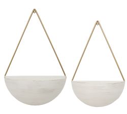 Arabella Half Sphere Hanging Wall Planters, Set of 2 - White