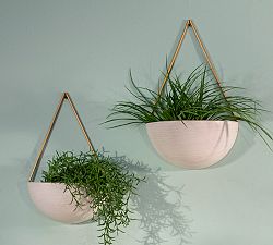 Arabella Half Sphere Hanging Wall Planters, Set of 2 - White