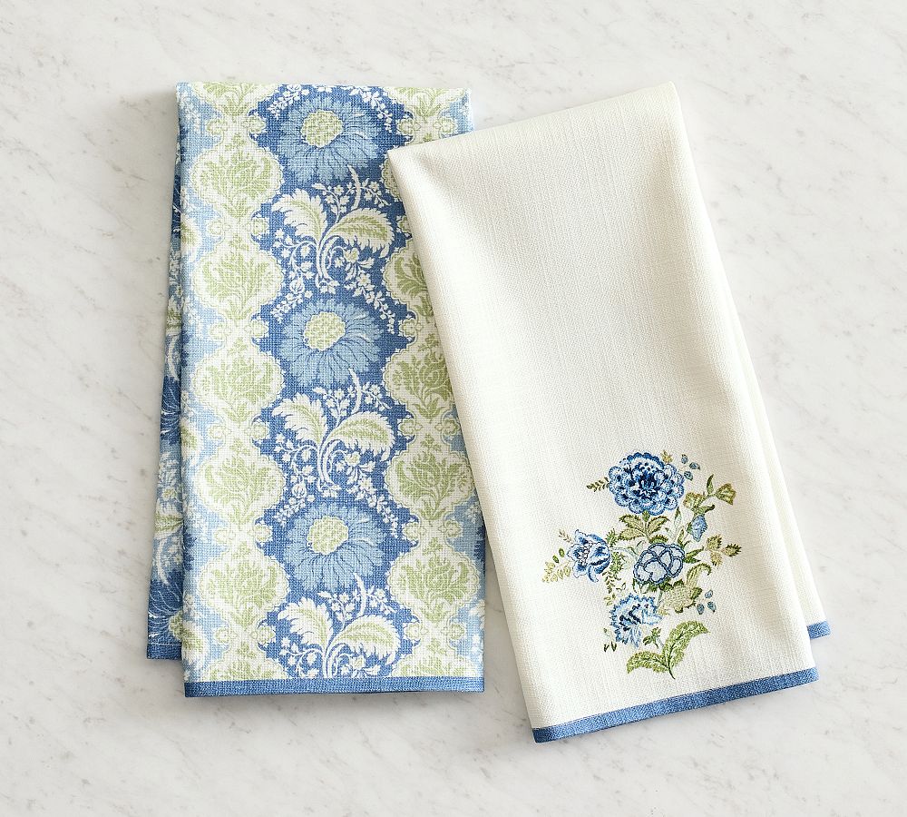 Kravet Tea Towels - Mixed Set of 2 - Mixed Set of 2 - Azure