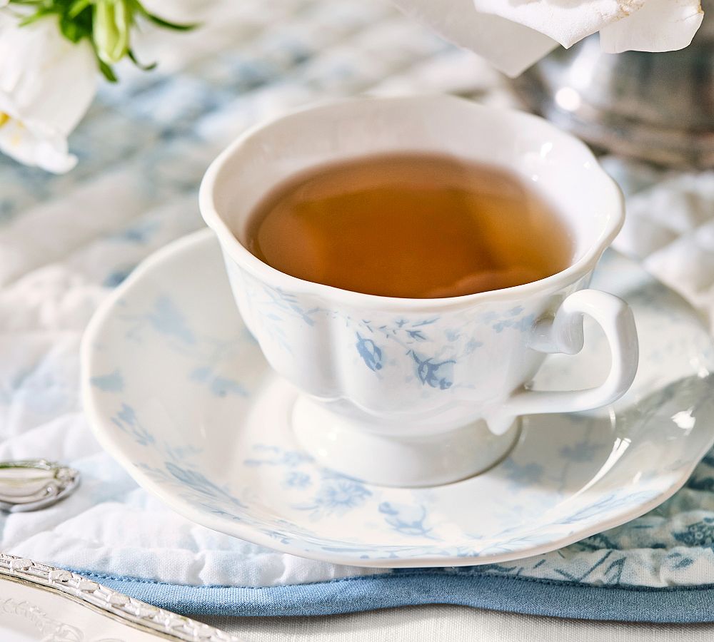 LoveShackFancy Rose Porcelain Teacups & Saucers - Set of 2