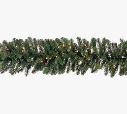 Open Box: Faux Noble Fir Garland with Clear Lights, 9'L x 12"W, Set of 2
