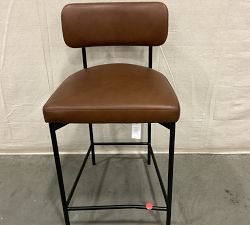 Open Box: Maison Leather Counter Stool (24") - Signature Maple, Antique Bronze Legs