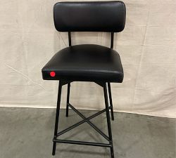 Open Box: Maison Leather Swivel Counter Stool (25") - Vintage Midnight, Bronze Legs