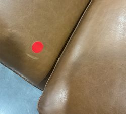 Open Box: Wells Tufted Leather Swivel Armchair (34") - Vintage Caramel, Bronze Base