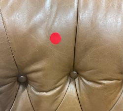 Open Box: Wells Tufted Leather Swivel Armchair (34") - Vintage Caramel, Bronze Base