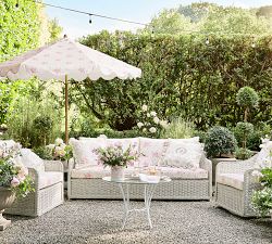 LoveShackFancy Wicker Outdoor Sofa (82")