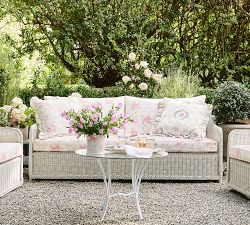 LoveShackFancy Wicker Outdoor Sofa (82")