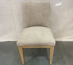 Open Box: Layton Leather Dining Chair - Nubuck Sand, Seadrift Legs