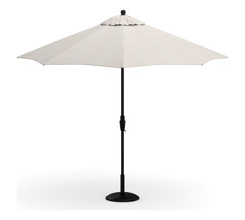 9' Round Market Umbrella with Aluminium Tilt Black Pole, Water-Resistant Canvas; Natural