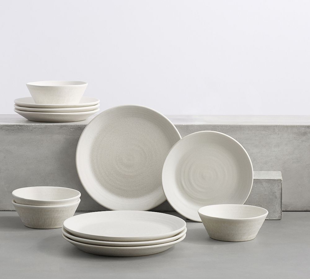 Larkin Stoneware Dinnerware Sets - Shell White
