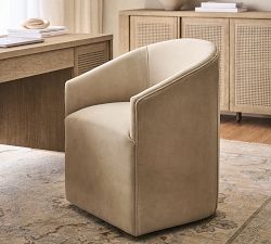 Baldwin Leather Barrel Back Dining Chair